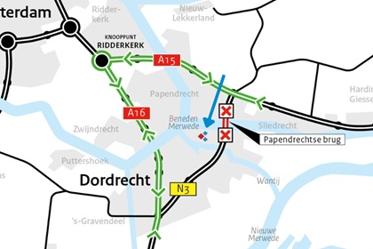 Langdurige afsluiting Papendrechtsebrug (N3)