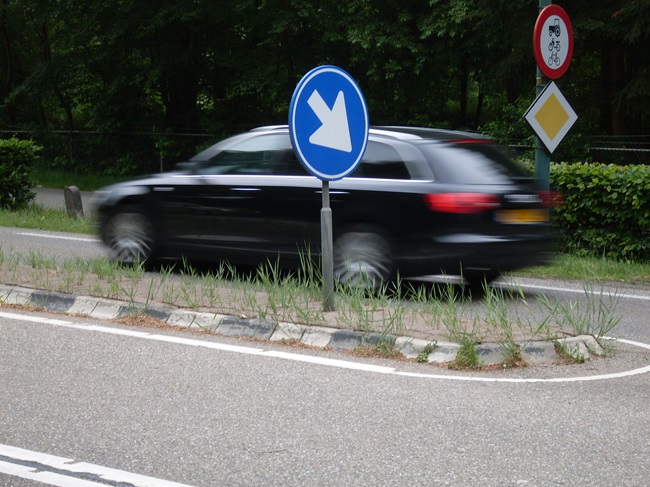 middengeleider met onkruid