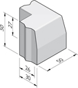 Trottoirband hoekstukken 26/30x50